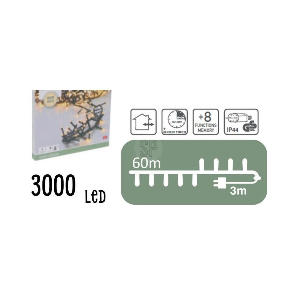 LUCI LED 3000 BULBI LUCE CALDA 60 MT.